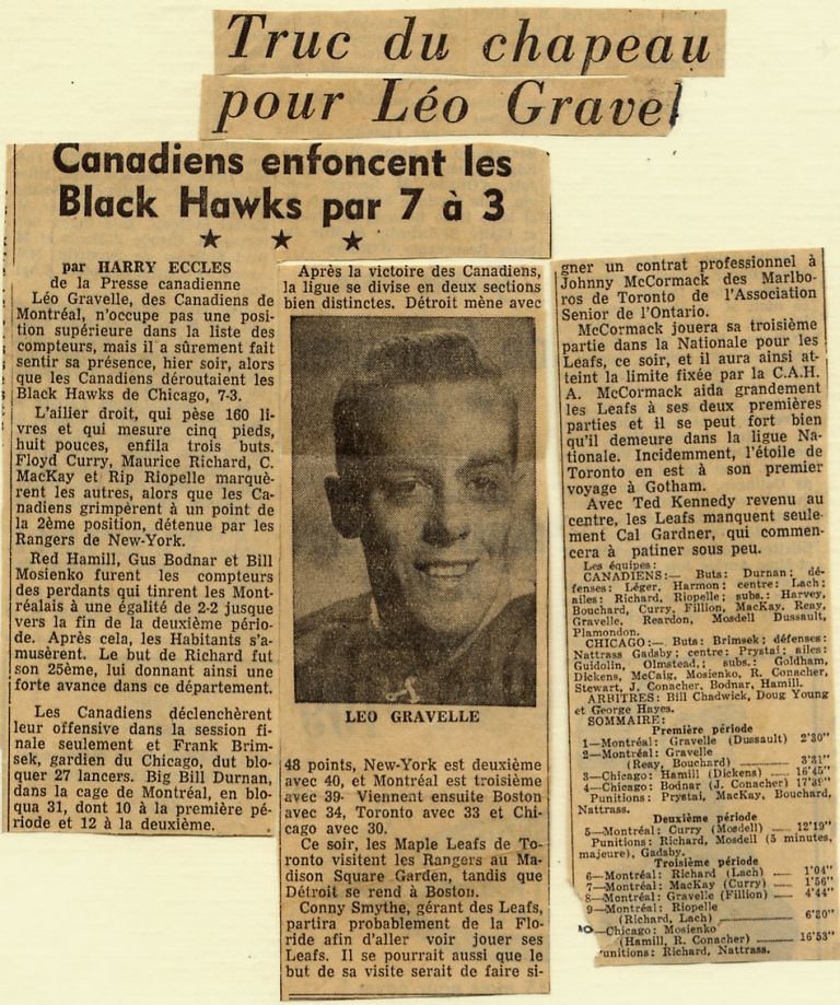 Truc du chapeau pour Léo Gravelle