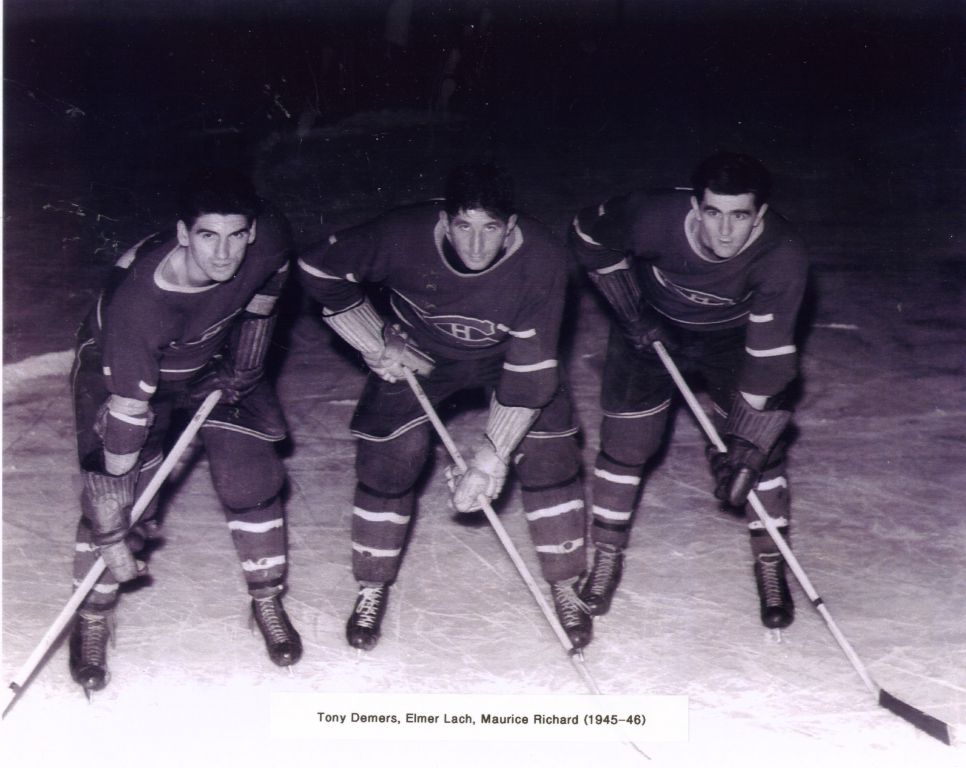 Tony Demers, Elmer Lach et Maurice Richard 1945-1946